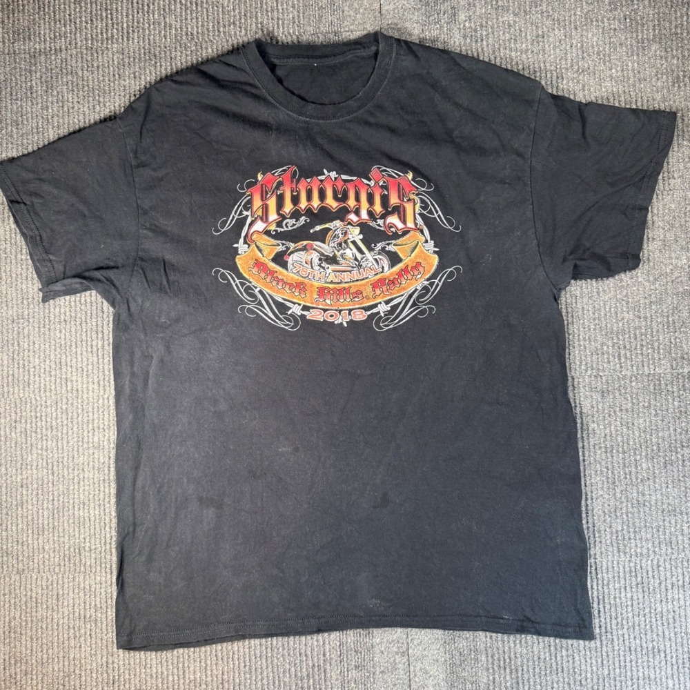 Sturgis 2018 Black Hills Rally 78th Annual Motorcycle T-Shirt Mens XL Black